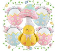 Ballons Happy Easter en forme d'œuf de Pâques et de lapin, décorations de fête de Pâques colorées (poussin)