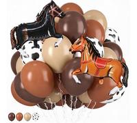 Ballons imprimés vache marron café foncé, abricot, nude avec motif cheval pour enfant, garçon, adulte, fête occidentale, fête prénatale, décoration occidentale