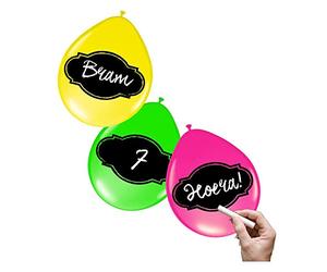 Ballons Inscriptibles Fluo Multicolores - 6 pièces