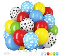 Ballons inspirés de l'histoire avec jouet, 30 cm, rouge, bleu, jaune, vache bleu ciel, nuages pour enfants, jouet d'anniversaire, décoration de fête inspirée