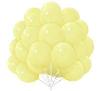 Ballons Jaunes Pastel, Paquet de 30 Ballons Jaune Bébé Clair Pale en Latex 12 pouces 30,5 cm Ballon avec Blanc Ruban pour Filles Enfants Fête d'Anniversaire Baptême Mariage Douche Bébé Baby Shower