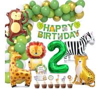 Ballons Jungle Safari Or, Decoration Anniversaire Animaux de la Forêt, Jungle Gateau, Ballon Vert pour Fille