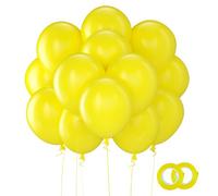 Ballons Latex 12 Pouces Jaune Mat 110 Pcs et Rubans Déco Fête Anniversaire