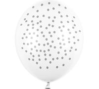 Ballons latex 6 pièces blanc-argent 30 cm