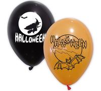 Ballons latex Halloween 10 pièces noir-blanc-orange 30 cm