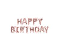 Ballons lettres - Rose - Happy Birthday - Aluminium - 340 x 35 cm - Rose gold