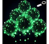 Ballons lumineux à LED transparents pour fête, anniversaire, mariage (avec pile, vert)