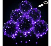 Ballons lumineux à LED transparents pour fête, anniversaire, mariage (avec pile, violet)