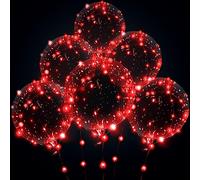 Ballons lumineux à LED transparents pour fête, anniversaire, mariage (sans pile, rouge)