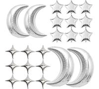 Ballons Lune et Etoile Argenté 54 pièces Ballon Aluminium Géan Balloon Argent Convient à Décoration de Mariage, Saint-Valentin, Fêtes D'anniversaire