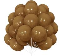 Ballons Marron, Paquet de 30 Ballons Blanc Brun Café Rétro en Latex 12 pouces 30,5 cm Ballon avec Blanc Ruban pour Garçons Femmes Filles Fête d'Anniversaire Baptême Mariage Douche Bébé Baby Shower