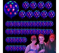 Ballons néon phosphorescents - Ballons de fête UV transparents de 30,5 cm, cœurs, points, étoiles, décoration au néon, accessoires, anniversaire, Noël, bal, fête