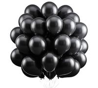 Ballons Noir, 100 Pièces Ballon en Latex Noir, 10 Pouces Noirs Ballons Baudruche, Noirs Guirlande de Ballon pour Anniversaire Mariage Baby Shower Halloween Saint-Valentin Remise Diplôme Décorations