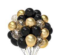 Ballons Noir Et Or Anniversaire, 52 Pièces 12 poucesBallon Baudruche Noir Doré, Ballon Helium Transparent Avec Confettis Or Pour Deco Garçon Homme Anniversaire, Fête Mariage, Decoration Nouvel An 2026