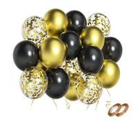 Ballons Noir & Or • 60 Pièces • Effet Métallique Luxe • Confettis Dorés • 30cm pour Événements Prestige • Diplômation & Mariage Haute Gamme • Élégance Professionnelle • Pricl™