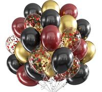 Ballons Noir Rouge,60pcs Anniversaire Ballon Or Rouge et Noir,12 Pouces Noir Or Confettis Ballons en Latex pour Mariage Anniversaire Festival Diplôme Cérémonie Fête