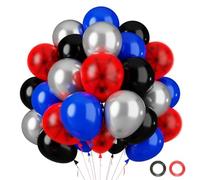 Ballons Noir Rouge Bleu Argent, 62 Pièces Ballons Anniversaire Spider