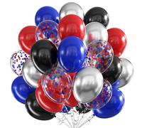 Ballons Noir Rouge Bleu Set, Helium Ballon Anniversaire, 60 Pièces 12 pouces Ballons de Baudruche Rouge Bleu, Thème Spider Latex Ballon Pour Mariage Anniversaire Fête Baby Shower Décoration de Fête