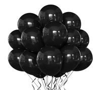 Ballons noirs 100 pièces 12 pouces en latex pour hélium - Décorations élégantes pour anniversaire, mariage, fiançailles, remise de diplôme, retraite et fêtes intérieures ou extérieures