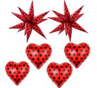Ballons noirs et rouges à pois éclatants en forme d'étoile, de cœur, décoration de fête d'anniversaire rétro, cirque, carnaval, fournitures de fête des années 1950, décoration d'anniversaire Little