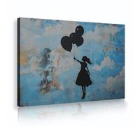 Ballons noirs Toile Art mural Ciel inspirant Impression d’œuvres d’art sur toile contemporaines pour salon Chambre à coucher Décoration murale 50x75cm Cadre intérieur