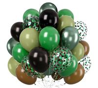 Ballons noirs, verts et bruns, 60 ballons à l'hélium verts et bruns, ballons verts, ballons en latex noirs, verts et bruns, guirlande de ballons pour anniversaire, anniversaire de mariage, mariage