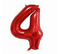 Ballons numériques en aluminium de 100 cm, rouge, numéro 4