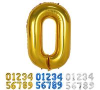 Ballons Numéro, 40 Pouces Or Hélium Mylar Ballons Ballon Anniversaire 0 an pour Enfant Garçon Fille Décorations de Fêtes D'anniversaires (chiffre 0)