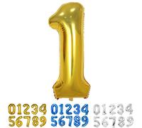 Ballons Numéro, 40 Pouces Or Hélium Mylar Ballons Ballon Anniversaire 1 an pour Enfant Garçon Fille Décorations de Fêtes D'anniversaires (chiffre 1)