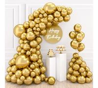 Ballons Or, 110 Ballon Anniversaire Or, Kit Arche Ballon Or Anniversaire, Or Arche a Ballon pour Anniversaire, Decoration Mariage, Bapteme, Baby Shower Décoration (Ballons Or 18/12/10/5 pouces)