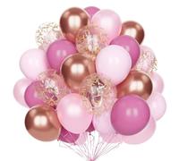 Ballons Or Rose et Rose, 60 Pcs 12 Pouces Ballons Rétro Rose et Nacré Rose Ballons Métallisé Or Rose avec Confettis Ballons Latex pour Anniversaire Mariage Fête Baby ShowerDécoration