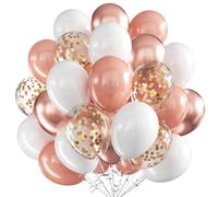 Ballons Or rose Or Blanc Set, Ballons Anniversaire, 60 Pièces 12 pouces Ballons de Baudruche, Or rose Or Blanc Latex Ballons Helium Ballons Party Ballons Pour Mariage Anniversaire Fête Baby Shower