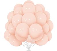Ballons Orange Pastel, Paquet de 30 Ballons Orange Clair Pale en Latex 12 pouces 30,5 cm Ballon avec Blanc Ruban pour Filles Garçons Noël Fête d'Anniversaire Baptême Mariage Baby Shower Sexe Révéler