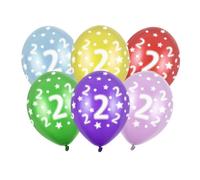 Ballons PartyDeco 30 cm CHIFFRE 2, couleurs métallisées assorties, 50 pièces