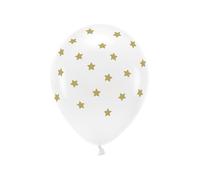 Ballons PartyDeco Eco 33 cm BLANCS avec ÉTOILES DORÉES (lot de 6)
