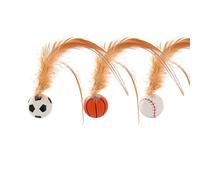 Ballons Plumés De Chat, Boule De Chat Rebondissant Avec, 3 Balles Jouet En Caoutchouc Pour | Jouets De Divertissement Et Denture Avec Chatons Pour Intérieur Interactif