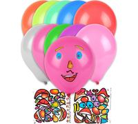 Ballons rigolos avec visage et autocollants 10 pièces multicolores