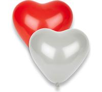 Ballons romantiques coeur Saint-Valentin 8 pièces rouge-blanc 33x36cm