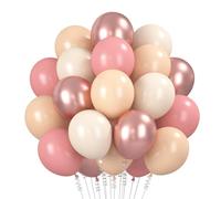 Ballons Rose Beige, 60 Pièces Ballons Anniversaire Rose Abricot Blanc Sable, Beige Metallic Or Roses Latex Balloons pour Anniversaire Garcon Bapteme Baby Shower Mariage Fête Décorations
