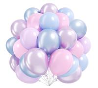 Ballons Rose Bleu Violet, 60 Pièces Ballons Latex Anniversaire Macaron Rose Bleu Violet mit Ballon Pastel et Métallique pour Anniversaire, Mariage, Baptême, Fête Prénatale, Baby Shower, Sexe Révéler