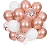 Ballons Rose Gold,60pcs Anniversaire Ballon Rose Gold et Blanc Métallisé avec Confettis Roses Ballons Latex Hélium Ballon Baudruche Decoration Fete pour Mariage Filles Baby Shower