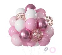 Ballons Rose Set, 60 Pièces Rose et Blanc Latex Ballons Helium Ballons Rose Party Ballons Pour Mariage Anniversaire Fête de Fille Baby Shower Décorations