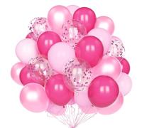 Ballons Rose Vif, 60 Pcs 12 Pouces Rose Pastel et Nacré Avec Confettis Latex Hélium - Pour Anniversaire, Mariage, Fête, Baby Shower, Décoration