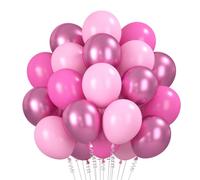 Ballons Rose Vif 60 Pièces, 12 Pouces Ballons Anniversaire Pink Metallic Rose Or Latex Balloons Helium Ballon pour Anniversaire Bapteme Baby Shower Mariage Fête Décorations