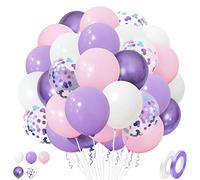 Ballons Rose Violet, 50 Pièces 12 Pouces Ballons en Latex Rose Violet avec des Baudruche de Confettis Violets Métalliques pour Filles Anniversaire Baptême Mariage Décorations de Fête de Mariée