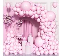 Ballons Roses 106 Pcs 5/10/12/18 Pouces Ballons Rose Bébé Pastel Guirlandes en Arche, Différentes Tailles Ballons en Latex Rose Macaron pour Anniversaire Baby Shower Sexe Révéler Fête Mariage