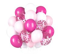 Ballons Roses Blancs, 60 Ballons Fuchsia Blancs Roses Confettis Macarons, Ballon Magenta Rose Pâle à L'HéLium pour Filles Femmes Anniversaires Mariages Fiançailles Fêtes Prénuptiales.
