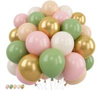 Ballons roses et verts vert sauge, rose clair poudré, rose clair, olive, blush, beige, abricot, nude, blanc, sable, doré métallisé pour filles, ballons bohèmes pour décoration de fête prénatale