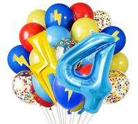 Ballons rouge, bleu, jaune - 101,6 cm - ballons bleus en forme de chiffre - ballons confettis pour jouets de carnaval, décorations de fête d'anniversaire pour garçons - 101,6 cm