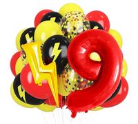 Ballons rouge, jaune, noir - 101,6 cm - ballons rouges en forme de chiffre - ballons confettis pour jouets de carnaval, décorations de fête d'anniversaire pour garçons - 101,6 cm (rouge 9)